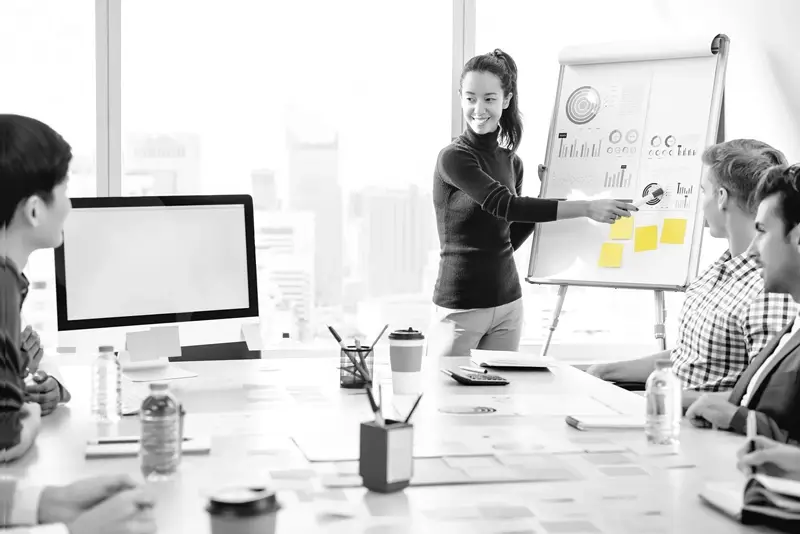Woman presenting at a meeting