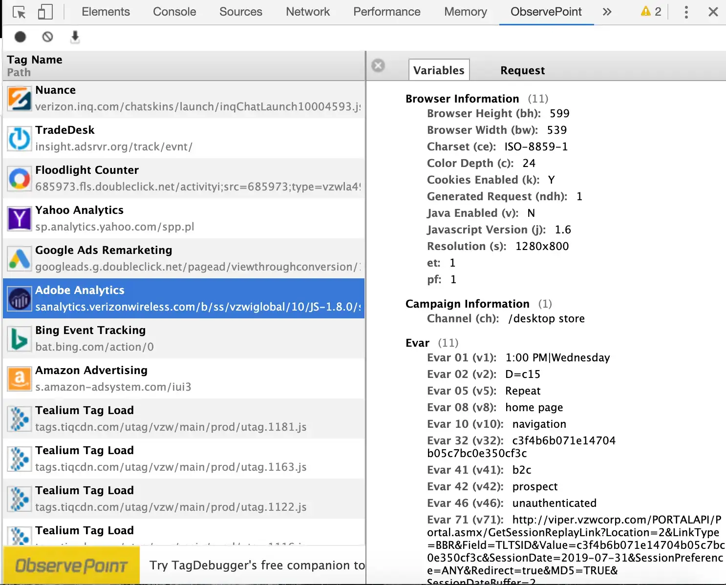 Screenshot showing tag analytics 
