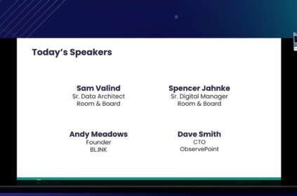 Webinar title slide with speaker info