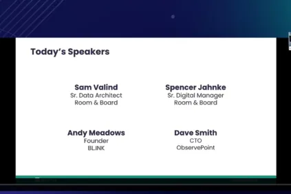 Webinar title slide with speaker info