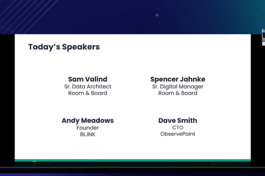 Webinar title slide with speaker info