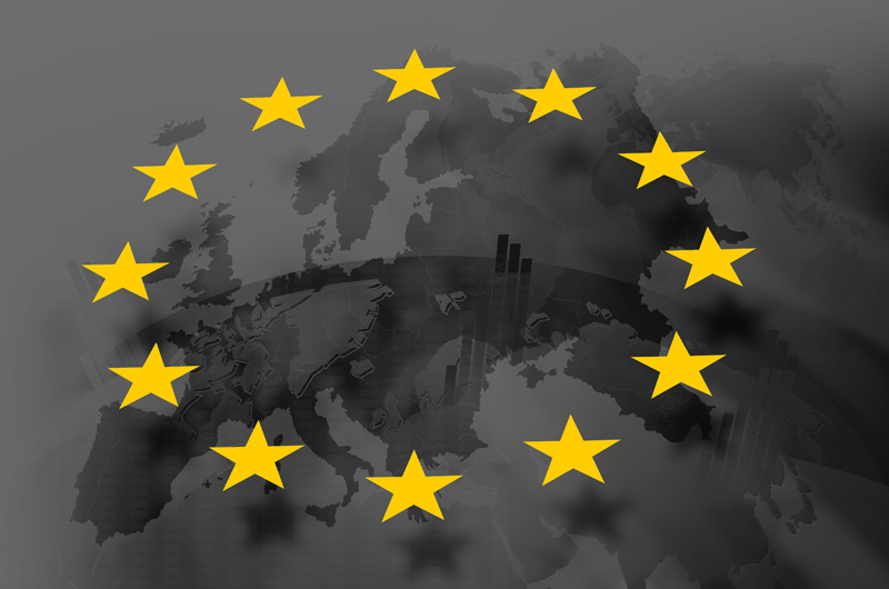 Yellow stars over a globe