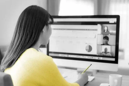 Woman looking at a monitor