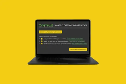 Black laptop illustration on a yellow background