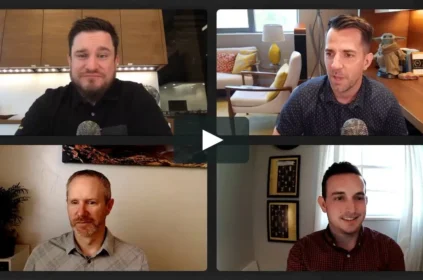 Four speakers on a webinar