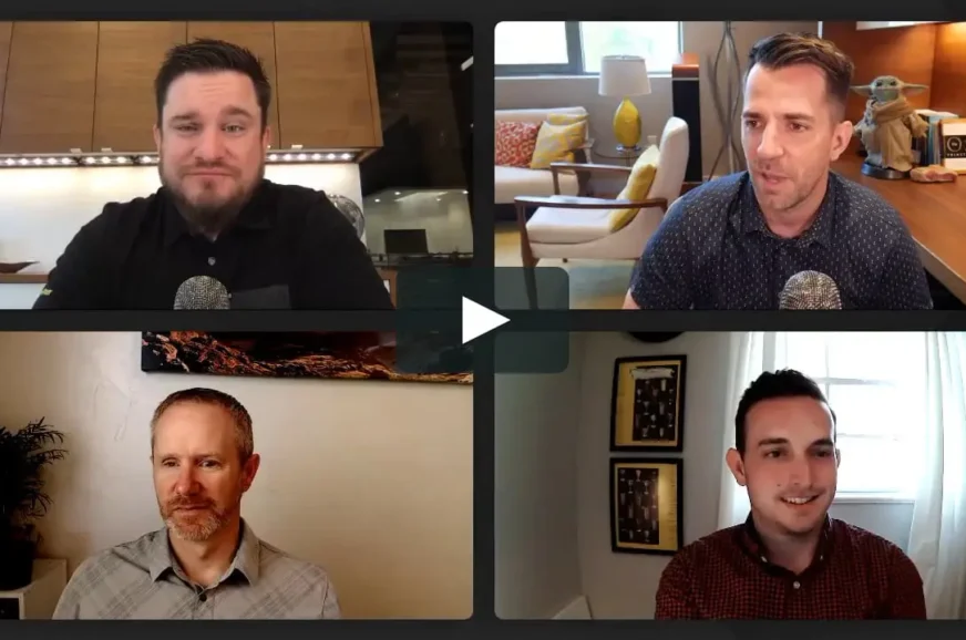 Four speakers on a webinar