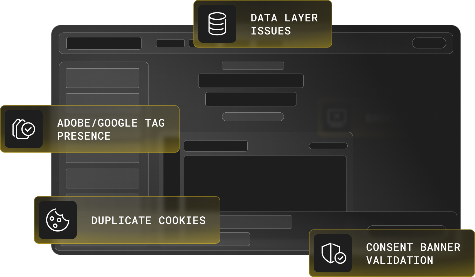 mock screenshot of the observepoint app calling out analytics issues
