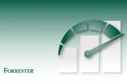 Image of green speedometer over a bar chart