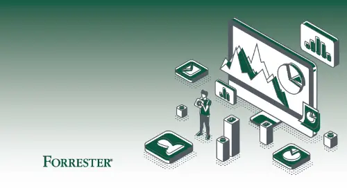 green and white 3D man with charts and graphs